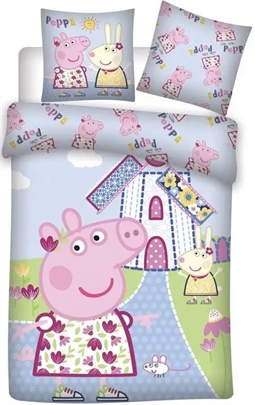 Gurli gris Junior sengetøj 100x140 cm - Gurli Gris vindmølle - 2 i 1 design - 100% bomuld